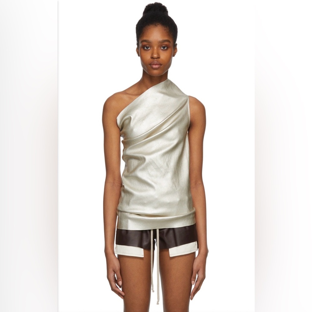 Rick Owens Silver Leather Athena Tank Top